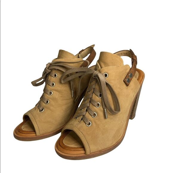 🚨 Rag & Bone Trafford Nubuck Slingback Lace up Peeptoe Booties - Picture 3 of 13